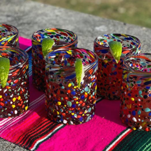Mexican Hand Blown Glass Confetti Tumbler